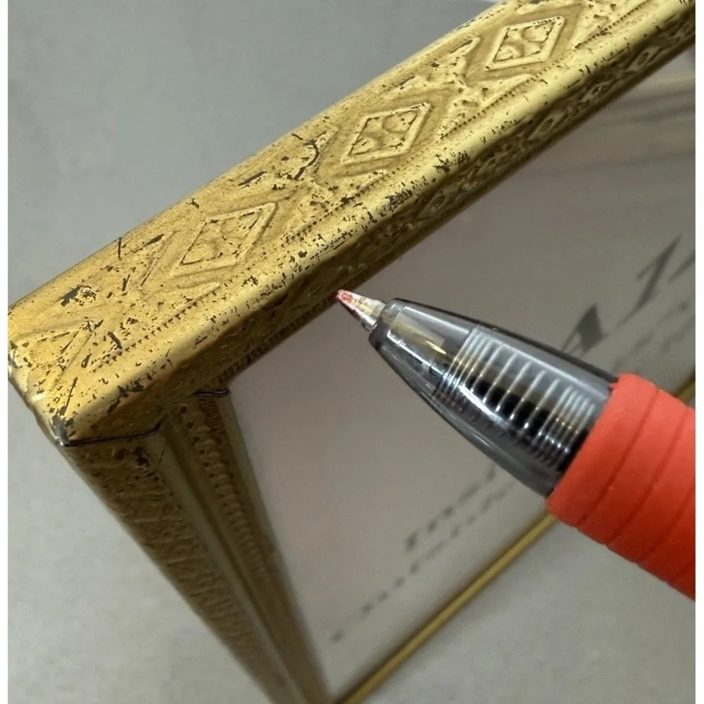 Vintage MCM Art Deco Brass Metal Picture Frame Gold Tone 8 x 10 w/ Glass GUC